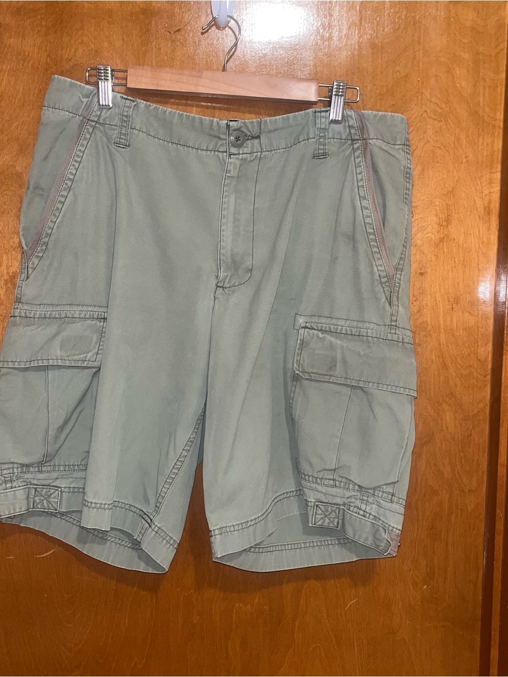 Route 66 Men's Sage Green Cargo Shorts with Brown Trim